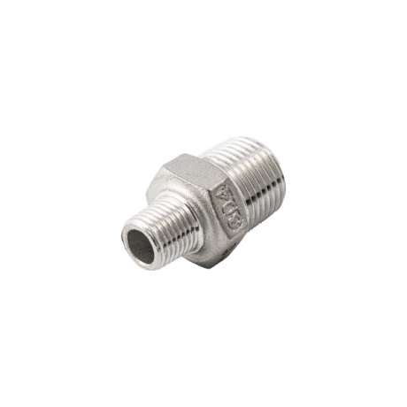 Ниппель резьбовой переходной нержавеющий, AISI304 DN 8 х DN6 (1/4" х 1/8"), (CF8), PN16, NK-NMH/4